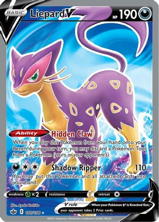 Liepard V (Full Art) 180/198  - Holofoil SWSH06 Chilling Reign - Ultra Rare
