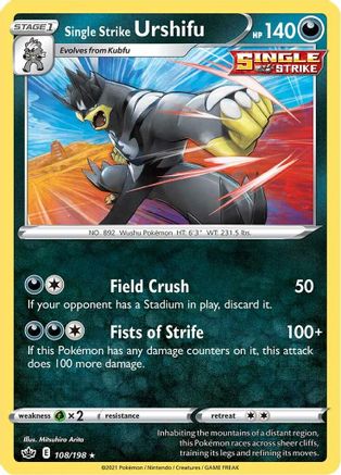 Single Strike Urshifu 108/198  - Reverse Holofoil SWSH06 Chilling Reign - Holo Rare