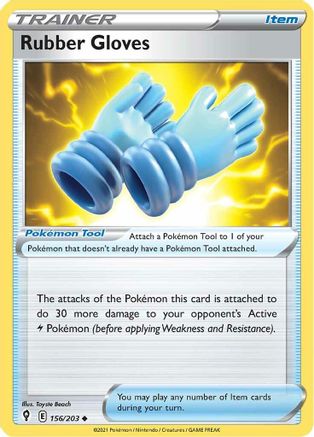 Rubber Gloves 156/203  - Reverse Holofoil SWSH07 Evolving Skies - Uncommon