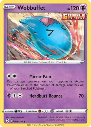 Wobbuffet 066/203  - Reverse Holofoil SWSH07 Evolving Skies - Common