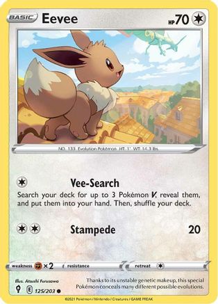 Eevee 125/203  - Reverse Holofoil SWSH07 Evolving Skies - Common