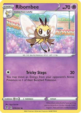 Ribombee 079/203  - Reverse Holofoil SWSH07 Evolving Skies - Uncommon