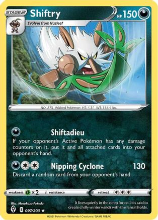Shiftry 097/203  - Reverse Holofoil SWSH07 Evolving Skies - Rare