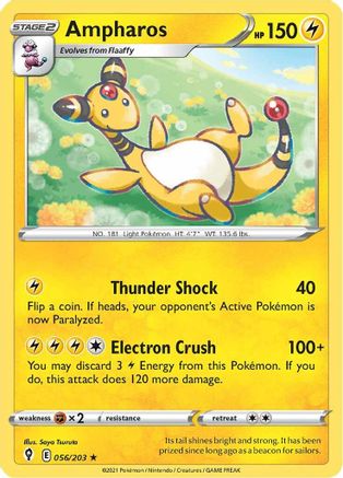 Ampharos 056/203  - Reverse Holofoil SWSH07 Evolving Skies - Rare