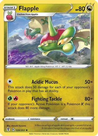 Flapple 120/203  - Reverse Holofoil SWSH07 Evolving Skies - Rare