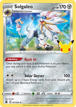 Solgaleo 021/025  - Holofoil Celebrations - Holo Rare