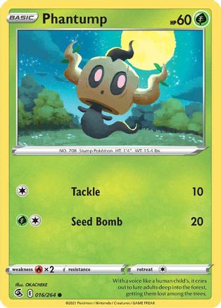 Phantump 016/264  - Reverse Holofoil SWSH08 Fusion Strike - Common