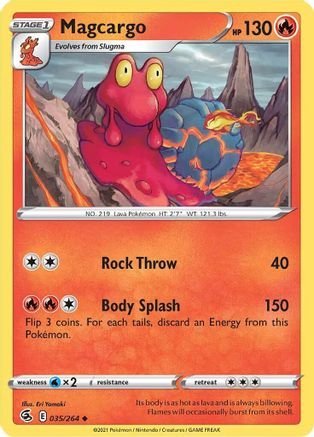 Magcargo 035/264  - Reverse Holofoil SWSH08 Fusion Strike - Uncommon