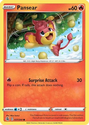 Pansear 037/264  - Reverse Holofoil SWSH08 Fusion Strike - Common
