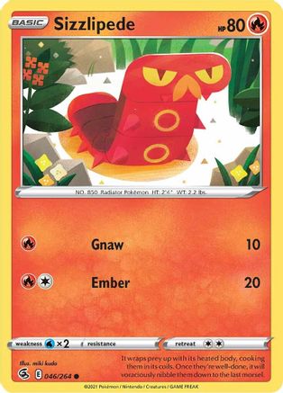 Sizzlipede (46) 046/264  - Reverse Holofoil SWSH08 Fusion Strike - Common