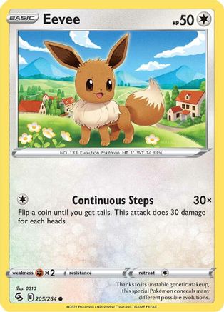 Eevee 205/264  - Reverse Holofoil SWSH08 Fusion Strike - Common