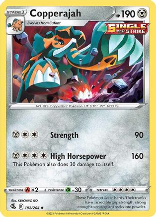 Copperajah 192/264  - Reverse Holofoil SWSH08 Fusion Strike - Uncommon