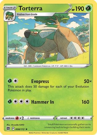 Torterra 008/172  - Reverse Holofoil SWSH09 Brilliant Stars - Holo Rare