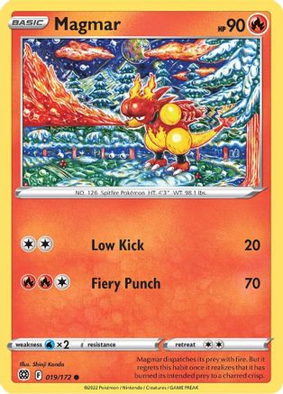 Magmar 019/172  - Reverse Holofoil SWSH09 Brilliant Stars - Common