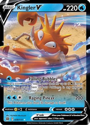 Kingler V 028/172  - Holofoil SWSH09 Brilliant Stars - Ultra Rare