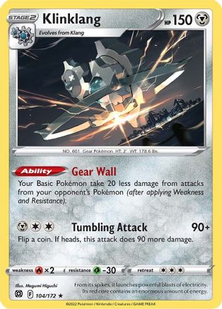 Klinklang 104/172  - Reverse Holofoil SWSH09 Brilliant Stars - Rare