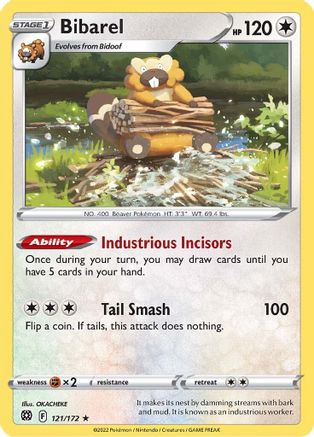 Bibarel 121/172  - Holofoil SWSH09 Brilliant Stars - Holo Rare