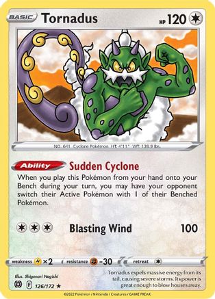Tornadus 126/172  - Reverse Holofoil SWSH09 Brilliant Stars - Rare