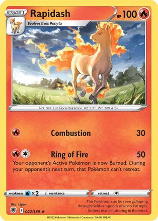 Rapidash 022/189  - Reverse Holofoil SWSH10 Astral Radiance - Rare