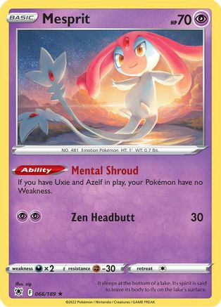 Mesprit 066/189  - Reverse Holofoil SWSH10 Astral Radiance - Holo Rare