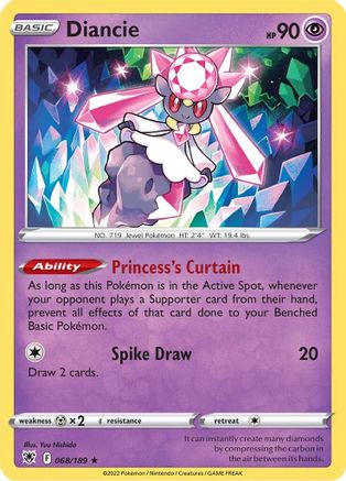 Diancie 068/189  - Reverse Holofoil SWSH10 Astral Radiance - Holo Rare