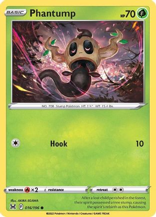 Phantump 016/196  - Reverse Holofoil SWSH11 Lost Origin - Common