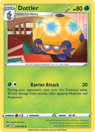 Dottler 019/196  - Reverse Holofoil SWSH11 Lost Origin - Uncommon