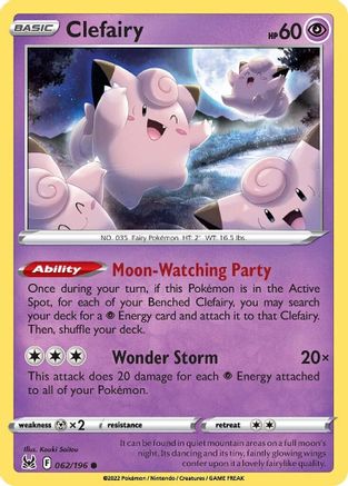 Clefairy 062/196  - Reverse Holofoil SWSH11 Lost Origin - Common