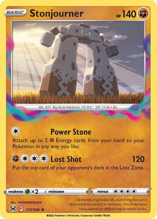 Stonjourner 111/196  - Reverse Holofoil SWSH11 Lost Origin - Rare