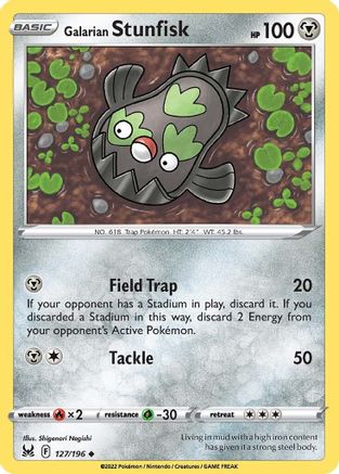 Galarian Stunfisk 127/196  - Reverse Holofoil SWSH11 Lost Origin - Uncommon