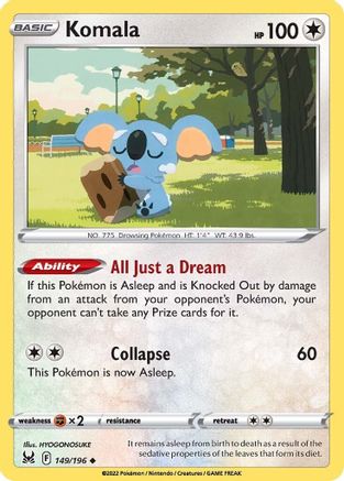Komala 149/196  - Reverse Holofoil SWSH11 Lost Origin - Uncommon