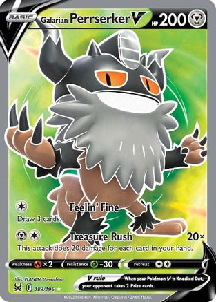 Galarian Perrserker V (Full Art) 183/196  - Holofoil SWSH11 Lost Origin - Ultra Rare