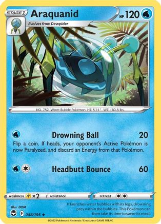 Araquanid 048/195  - Reverse Holofoil SWSH12 Silver Tempest - Uncommon