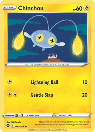Chinchou 051/195  - Reverse Holofoil SWSH12 Silver Tempest - Common