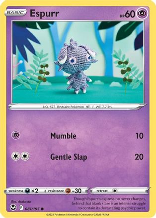 Espurr 081/195  - Reverse Holofoil SWSH12 Silver Tempest - Common