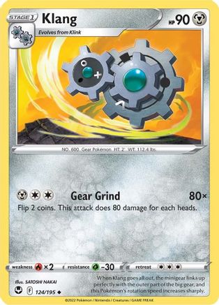Klang 124/195  - Reverse Holofoil SWSH12 Silver Tempest - Uncommon