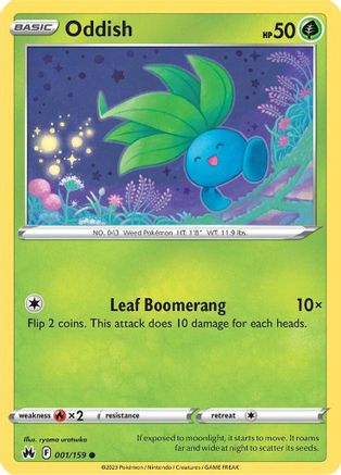 Oddish 001  - Reverse Holofoil Crown Zenith - Common