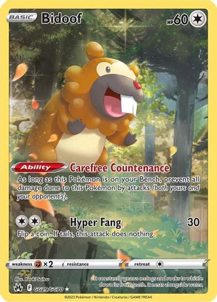 Bidoof GG29/GG70  - Holofoil Crown Zenith Galarian Gallery - Ultra Rare