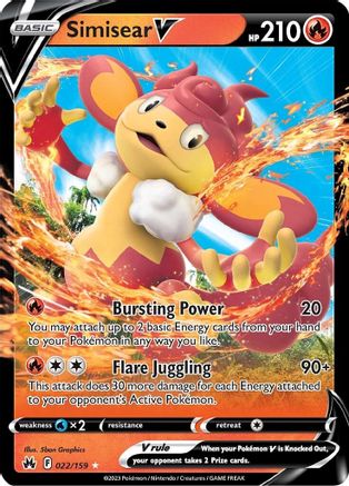 Simisear V 022/159  - Holofoil Crown Zenith - Ultra Rare