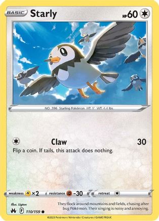Starly 110/159  - Reverse Holofoil Crown Zenith - Common