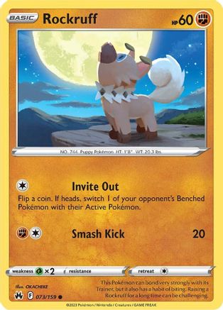 Rockruff 073  - Reverse Holofoil Crown Zenith - Common