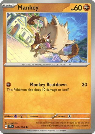 Mankey 107/198  - Reverse Holofoil SV01 Scarlet & Violet Base Set - Common