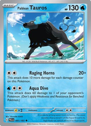 Paldean Tauros 041/193  - Reverse Holofoil SV02 Paldea Evolved - Uncommon