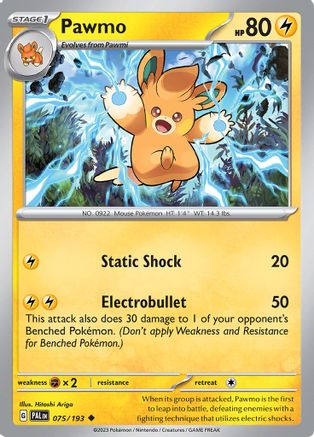 Pawmo 075/193  - Reverse Holofoil SV02 Paldea Evolved - Uncommon
