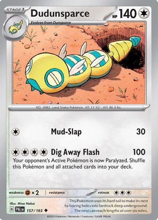 Dudunsparce 157/193  - Reverse Holofoil SV02 Paldea Evolved - Uncommon