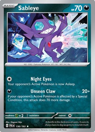 Sableye 136/193  - Reverse Holofoil SV02 Paldea Evolved - Rare