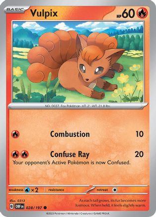 Vulpix 028/197  - Reverse Holofoil SV03 Obsidian Flames - Common
