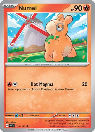 Numel 031/197  - Reverse Holofoil SV03 Obsidian Flames - Common