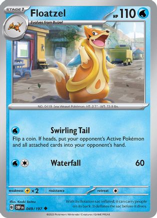 Floatzel 049/197  - Reverse Holofoil SV03 Obsidian Flames - Uncommon