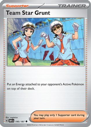 Team Star Grunt 195/197  - Reverse Holofoil SV03 Obsidian Flames - Uncommon